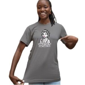 Charcoal Grey Short Sleeve Graphic T Black & White Pin Up Woman Overthinking